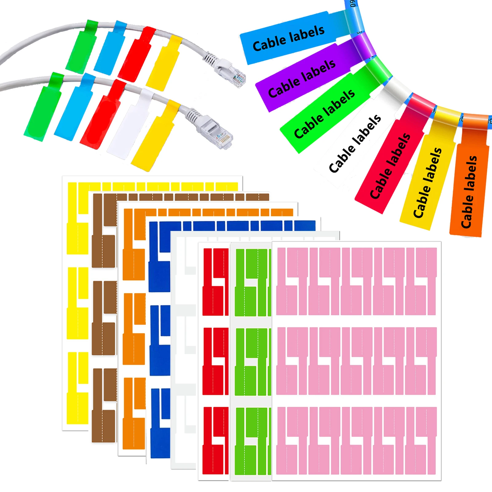 Label Maker - 240 Etiquetas Autoadhesivas para Cables, Coloridas,