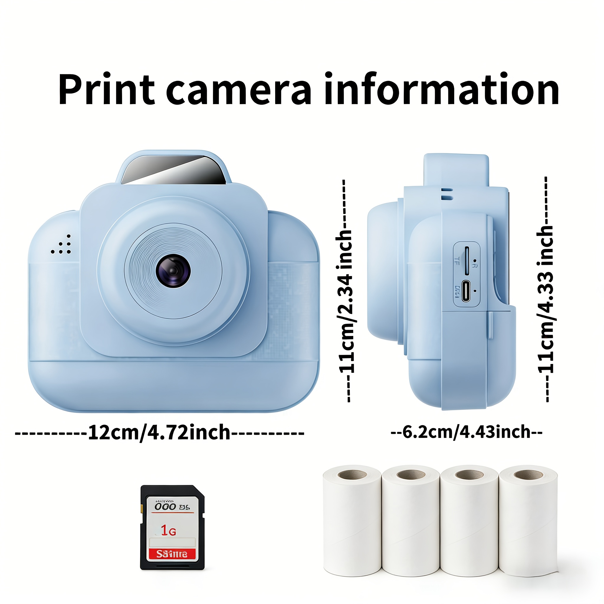 Thermal Printer - Impresora fotográfica portátil (azul) con batería